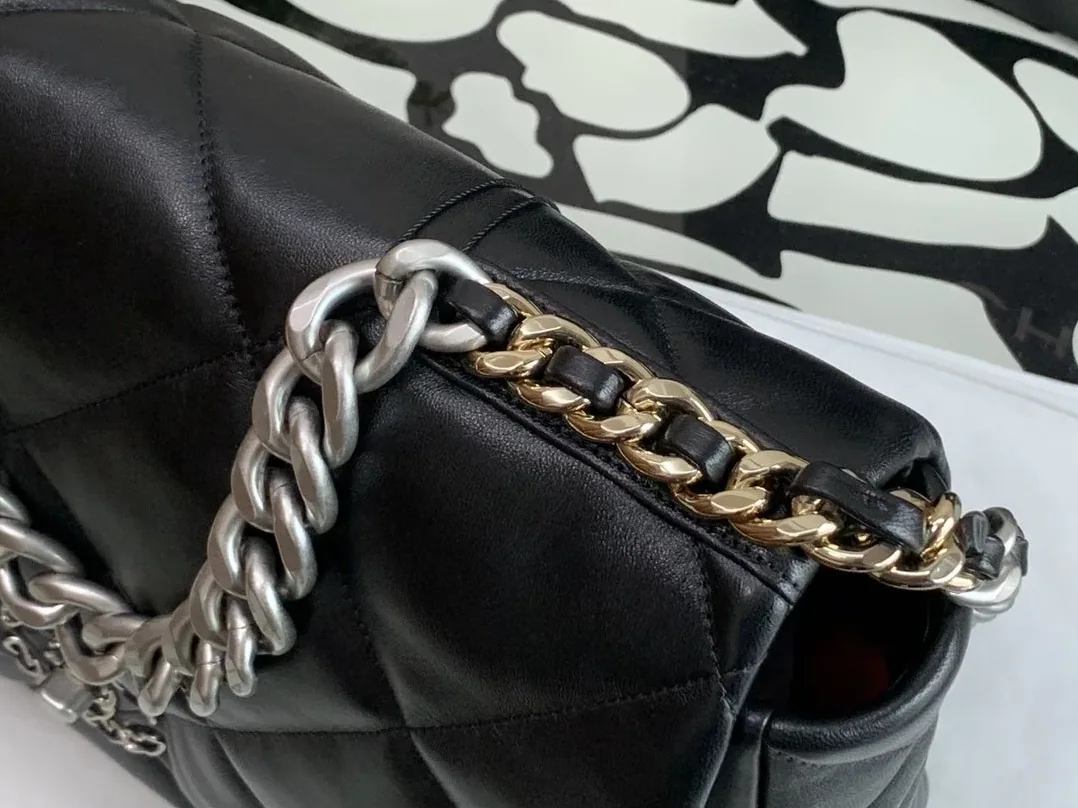 Chanel 19 Maxi Crossbody Bag in Black Silver Hardware