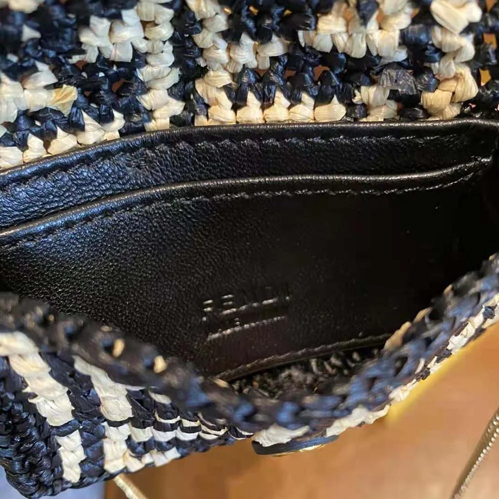 Fendi Nano Baguette Charm Black Raffia Charm for Women Fendi Nano Baguette Charm Black Raffia Charm for Women