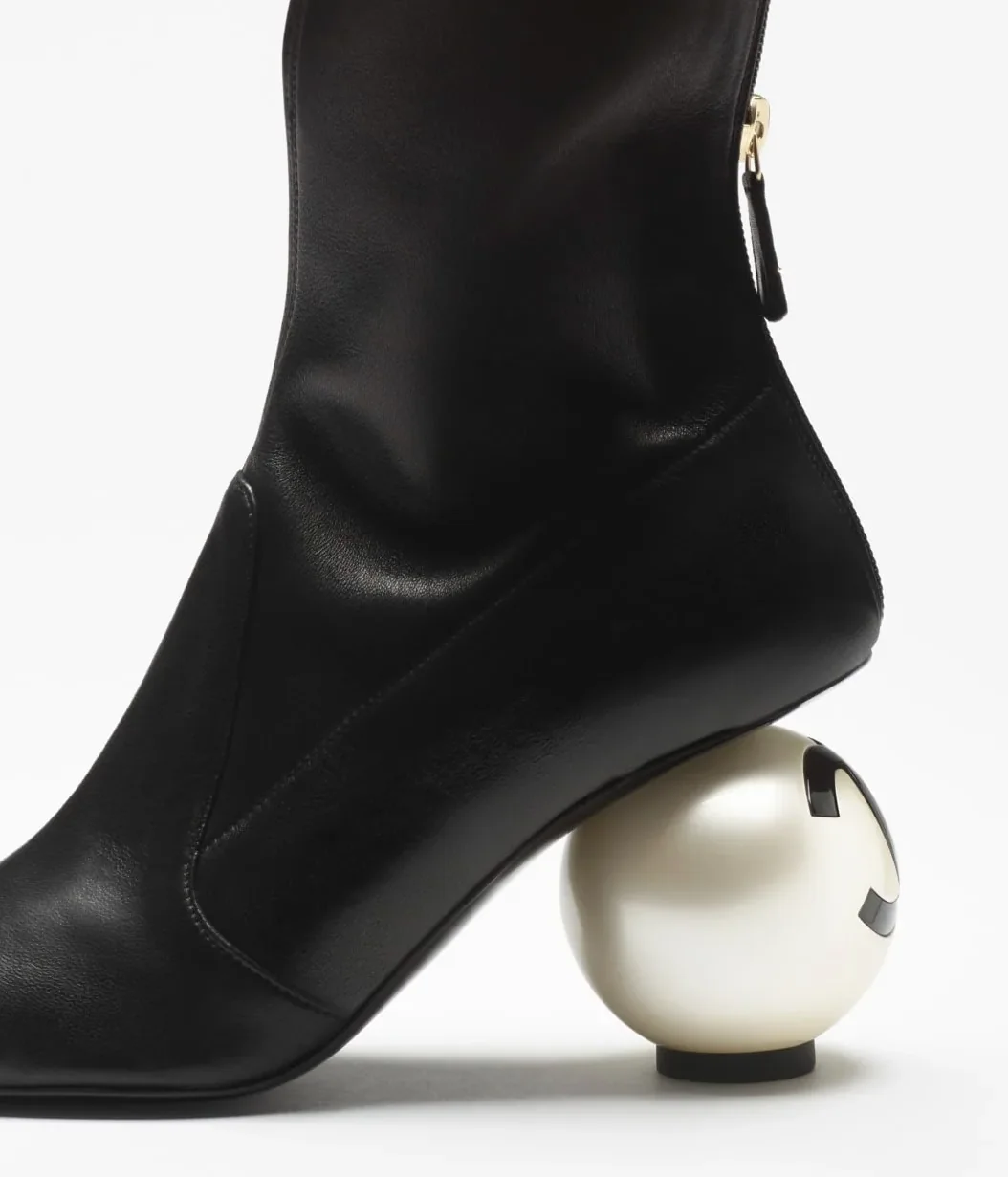 Chanel Mid in Calf Boots Black