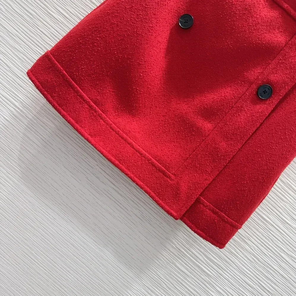 Dior Wrap Miniskirt Red Virgin Wool and Cotton Bouclé Blend for Women