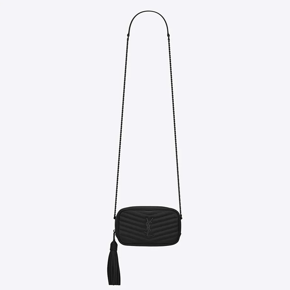 Saint Laurent YSL Lou Mini Bag in Quilted Grain DE Poudre Embossed Leather for Women in Black Saint Laurent YSL Lou Mini Bag in Quilted Grain DE Poudre Embossed Leather for Women in Black