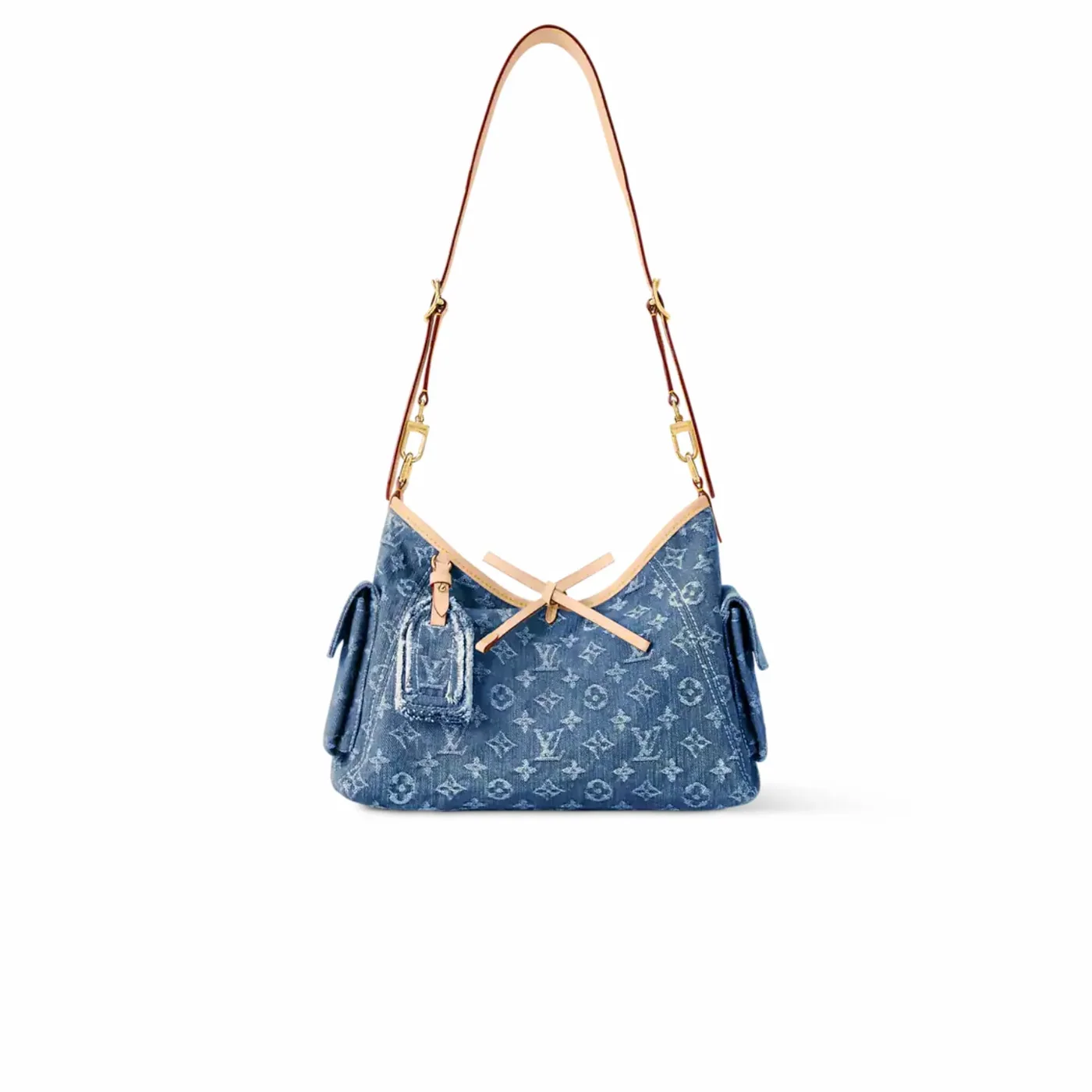 Louis Vuitton Carryall Cargo PM Shoulder Bag in Blue Denim Gold Hardware