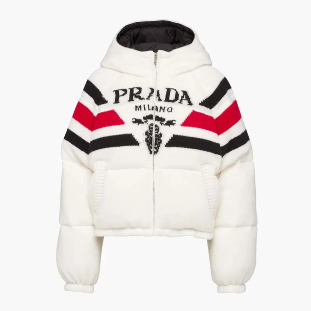 Prada Sporty Soul Cashmere Down Jacket for Women in White