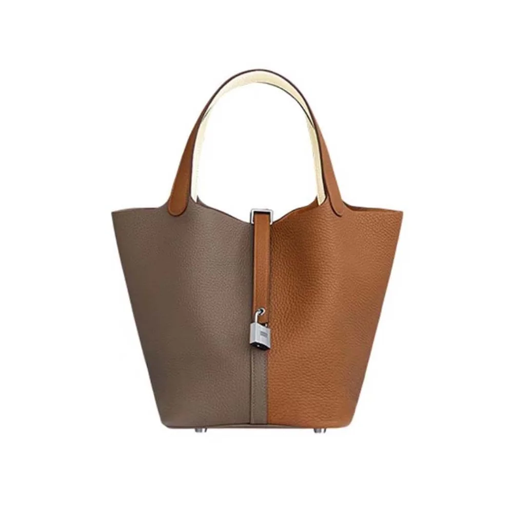 Hermes Picotin Lock 22cm in Clémence leather for Women in Brown Coffee Hermes Picotin Lock 22cm in Clémence leather for Women in Brown Coffee