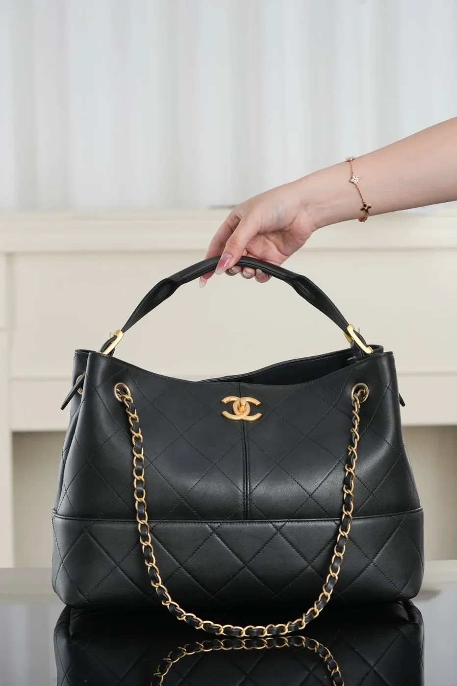 Chanel Shopping Small Tote Bag in Pink Gold Hardware