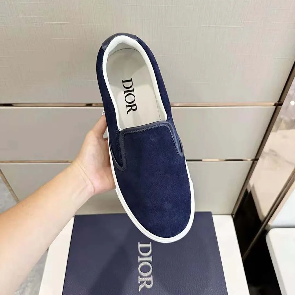 Dior B101 Slip-on Sneaker Navy Blue Suede and Smooth Calfskin for Men