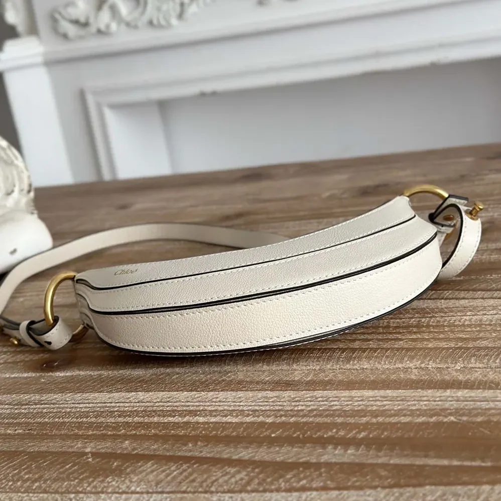 Chloe Banana Cross-body Bag in Grained Calfskin for Women in White Chloe Banana Cross-body Bag in Grained Calfskin for Women in White