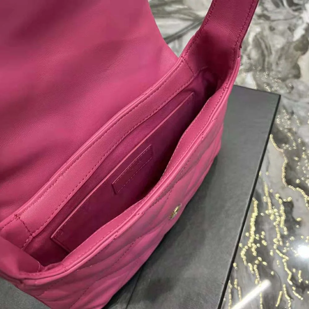Saint Laurent YSL Le 57 Hobo Shoulder Bag in Quilted Lambskin for Women in Rose Saint Laurent YSL Le 57 Hobo Shoulder Bag in Quilted Lambskin for Women in Rose