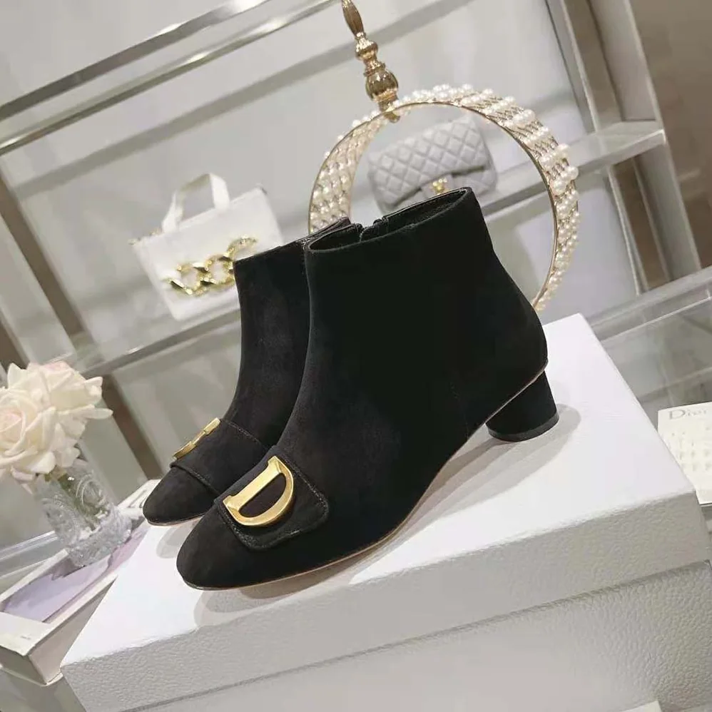 Dior C'est Dior Heeled Ankle Boot Black Suede Calfskin for Women