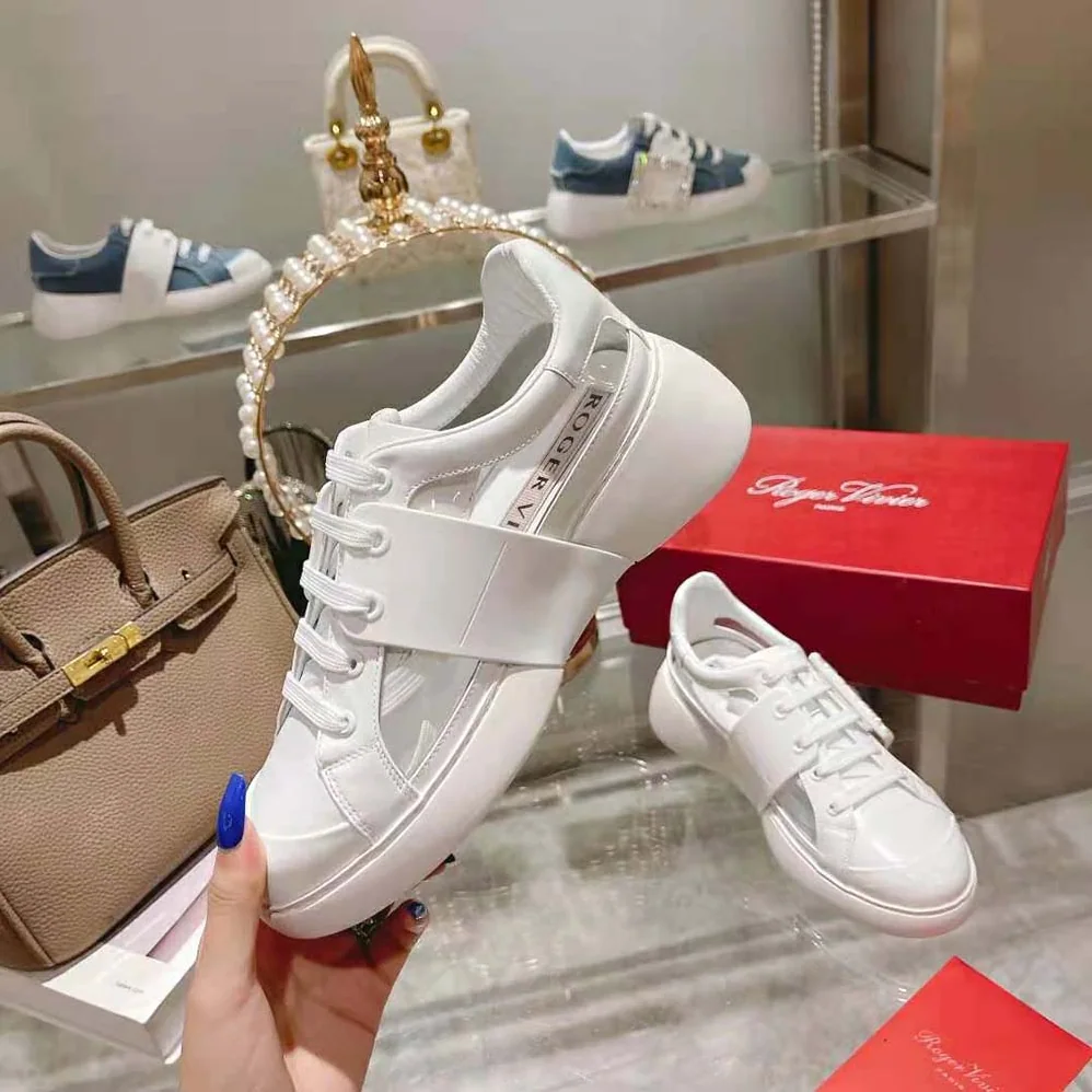 Roger Vivier Viv' Skate Strass Buckle Sneakers in PVC for Women in White