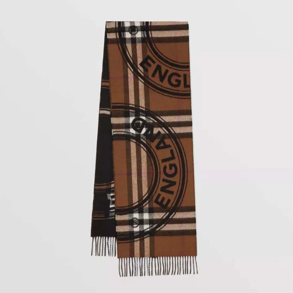Burberry Montage Print Cashmere Scarf for Women in Brown