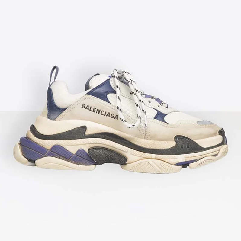 Balenciaga Triple S Trainers Oversized Multimaterial Sneakers Quilted Effect for Unisex in White