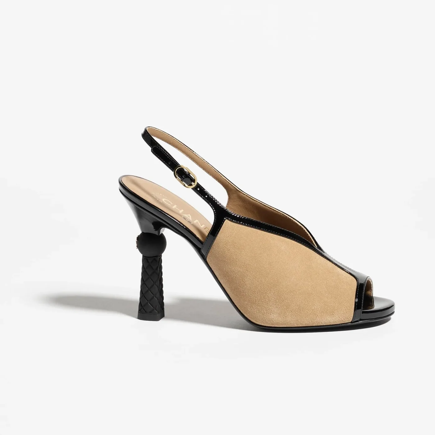 Chanel Suede Sandals Beige/Black --U1768