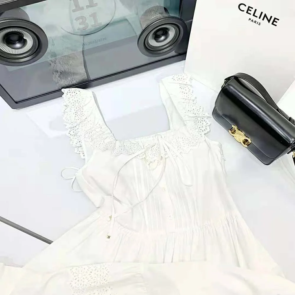 Celine Prairie Dress in Cotton Percale for Women Celine Prairie Dress in Cotton Percale for Women