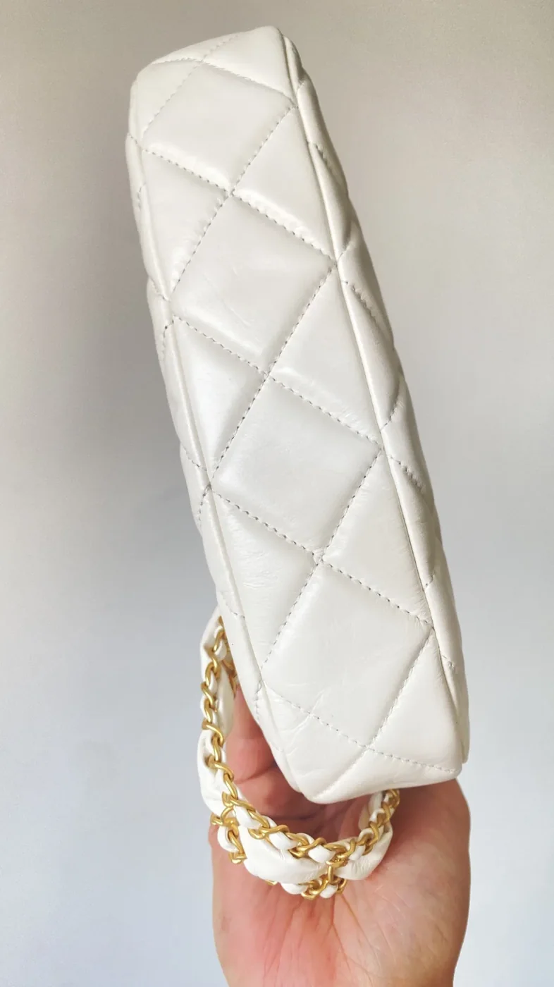 Chanel 23K Calfskin White Hobo Bag 9,/