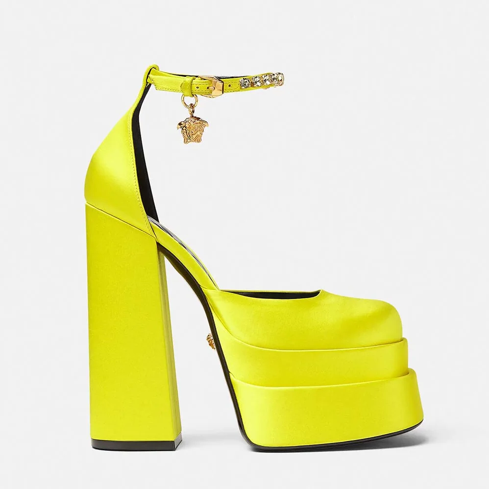 Versace Medusa Aevitas Platform Pumps for Women in Yellow