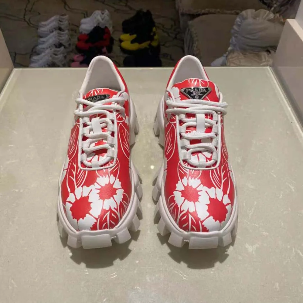 Prada Printed Nylon Sneakers for Women in Red Prada Printed Nylon Sneakers for Women in Red