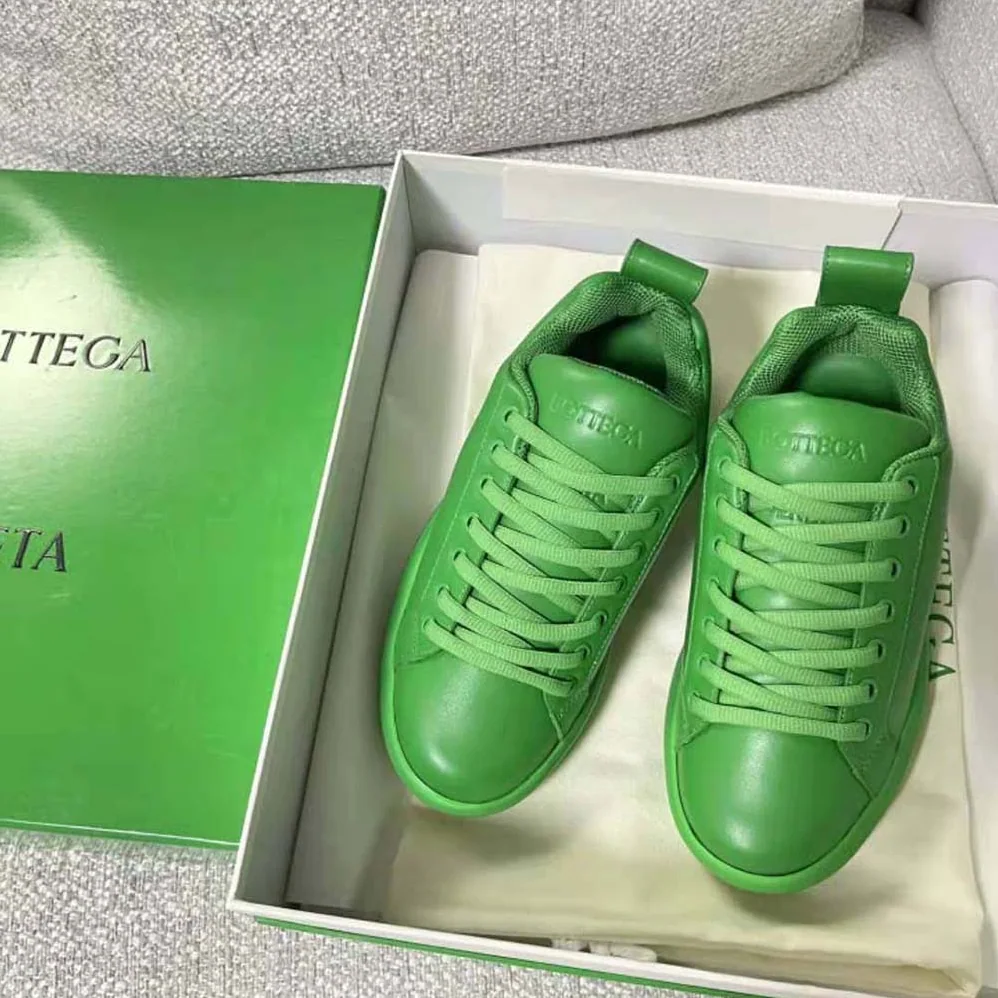 Bottega Veneta Pillow Sneaker Padded Leather Lace-up Sneakers for Unisex in Green