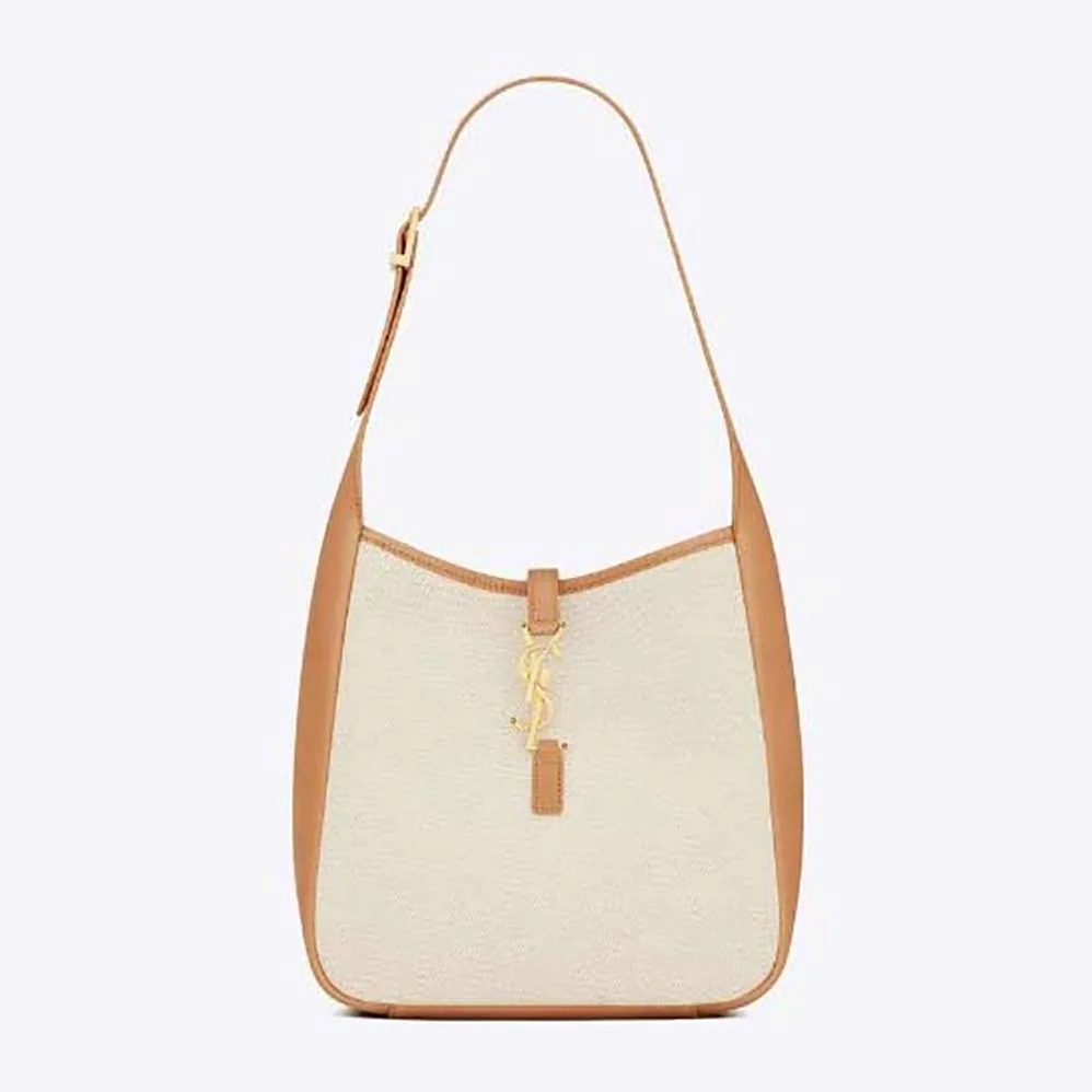 Saint Laurent YSL Small Le 5 à 7 Supple in Canvas and Smooth Leather for Women