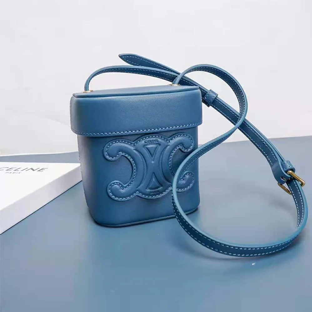 Celine Small Box Cuir Triomphe in Smooth Calfskin for Women in Blue
