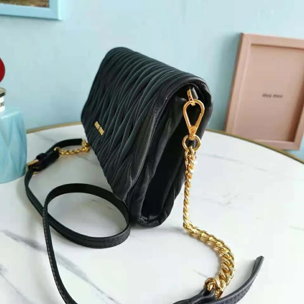 Miu Miu Matelasse Nappa Leather Shoulder Bag for Women in Black