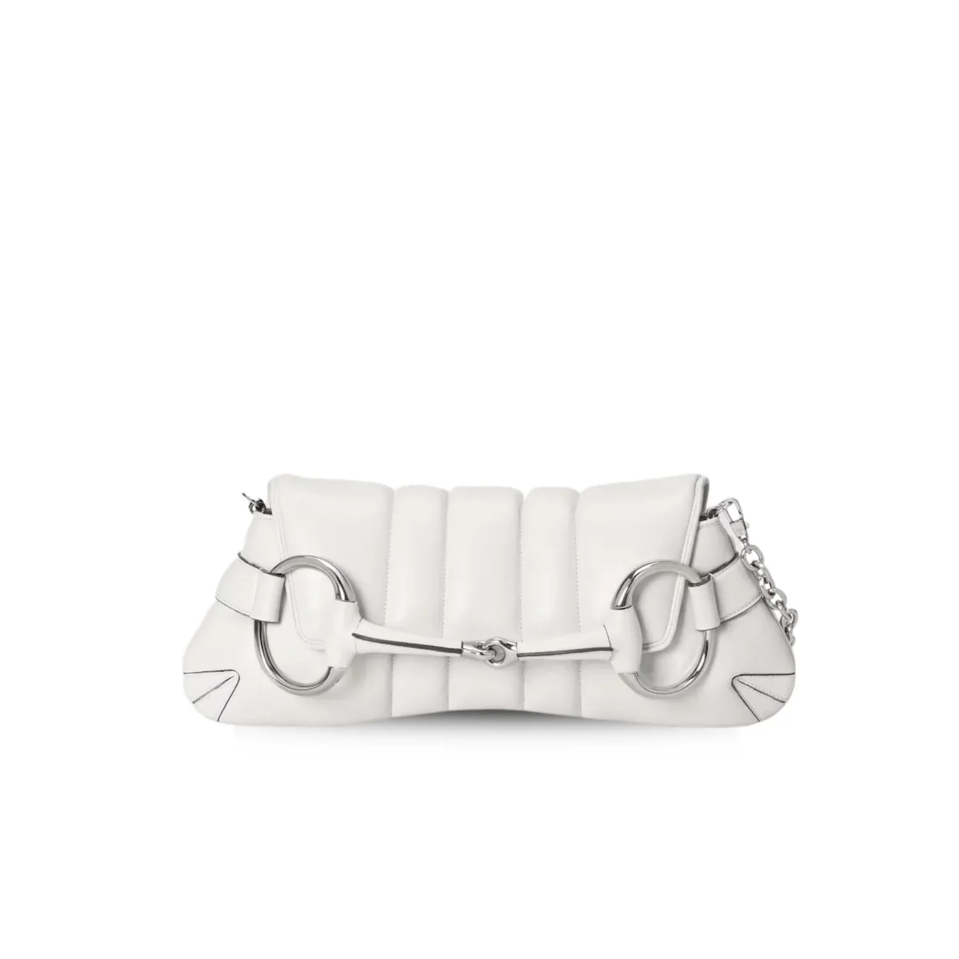 Gucci Horsebit Chain Medium Shoulder Bag White 15 Inches/