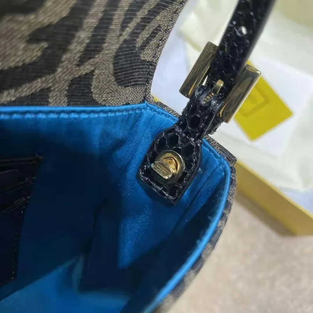 Fendi Mini Baguette 1997 Brown Jacquard FF Vertigo Bag for Women Fendi Mini Baguette 1997 Brown Jacquard FF Vertigo Bag for Women