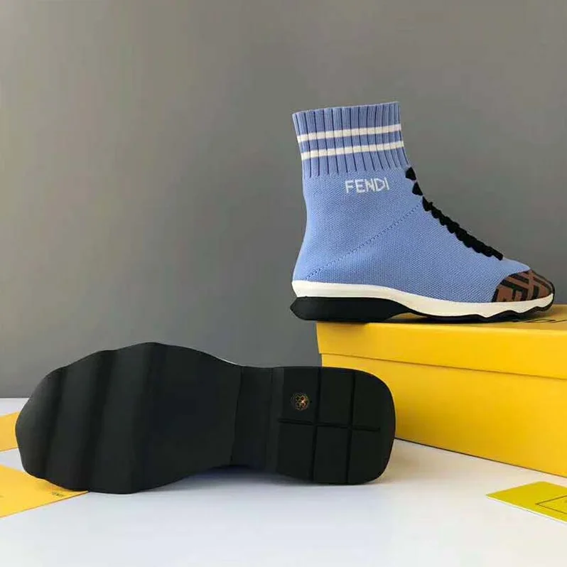Fendi Shoes Pale Fabric Sneaker Boots for Women in Blue