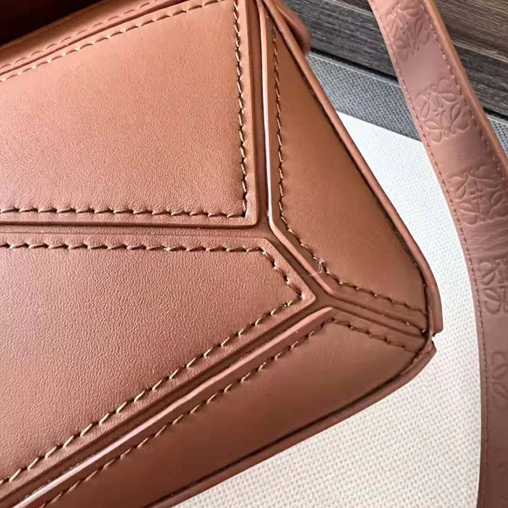 Loewe Mini Puzzle Bag in Satin Calfskin for Women in Brown Loewe Mini Puzzle Bag in Satin Calfskin for Women in Brown