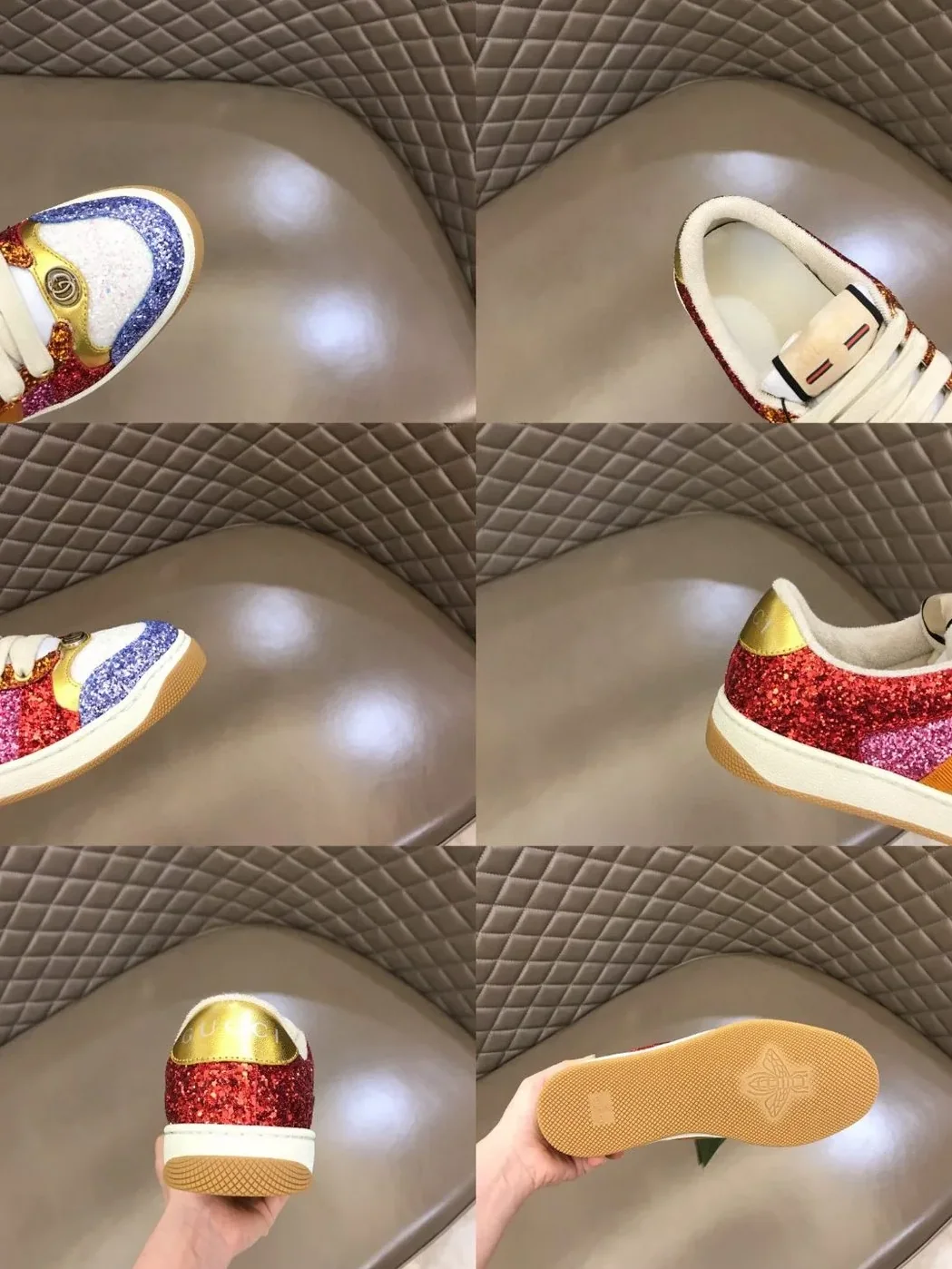 Gucci Lovelight Screener Sneaker Glitter Red GG Shoes