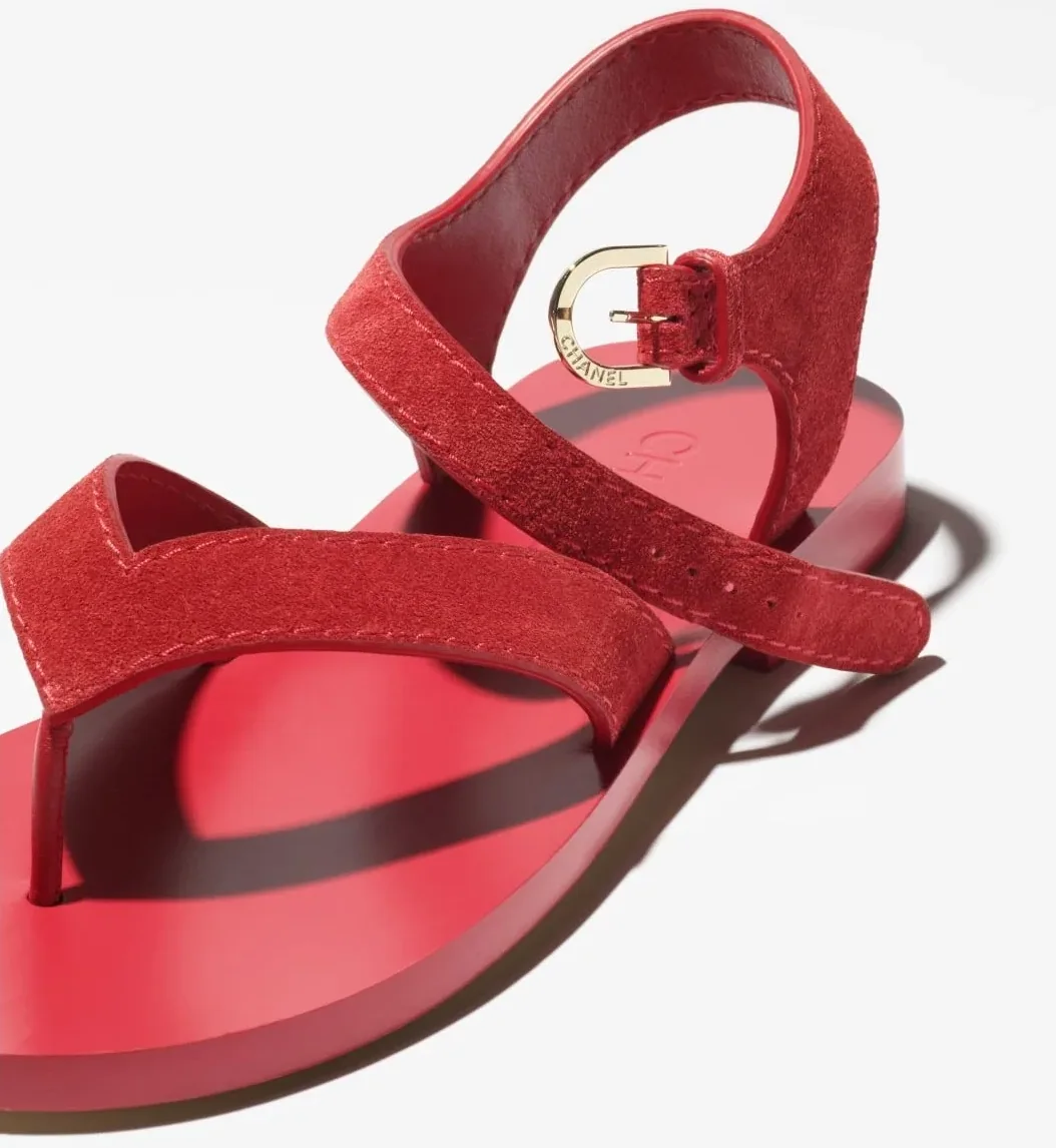 Chanel Sandals Dark Red --U7277
