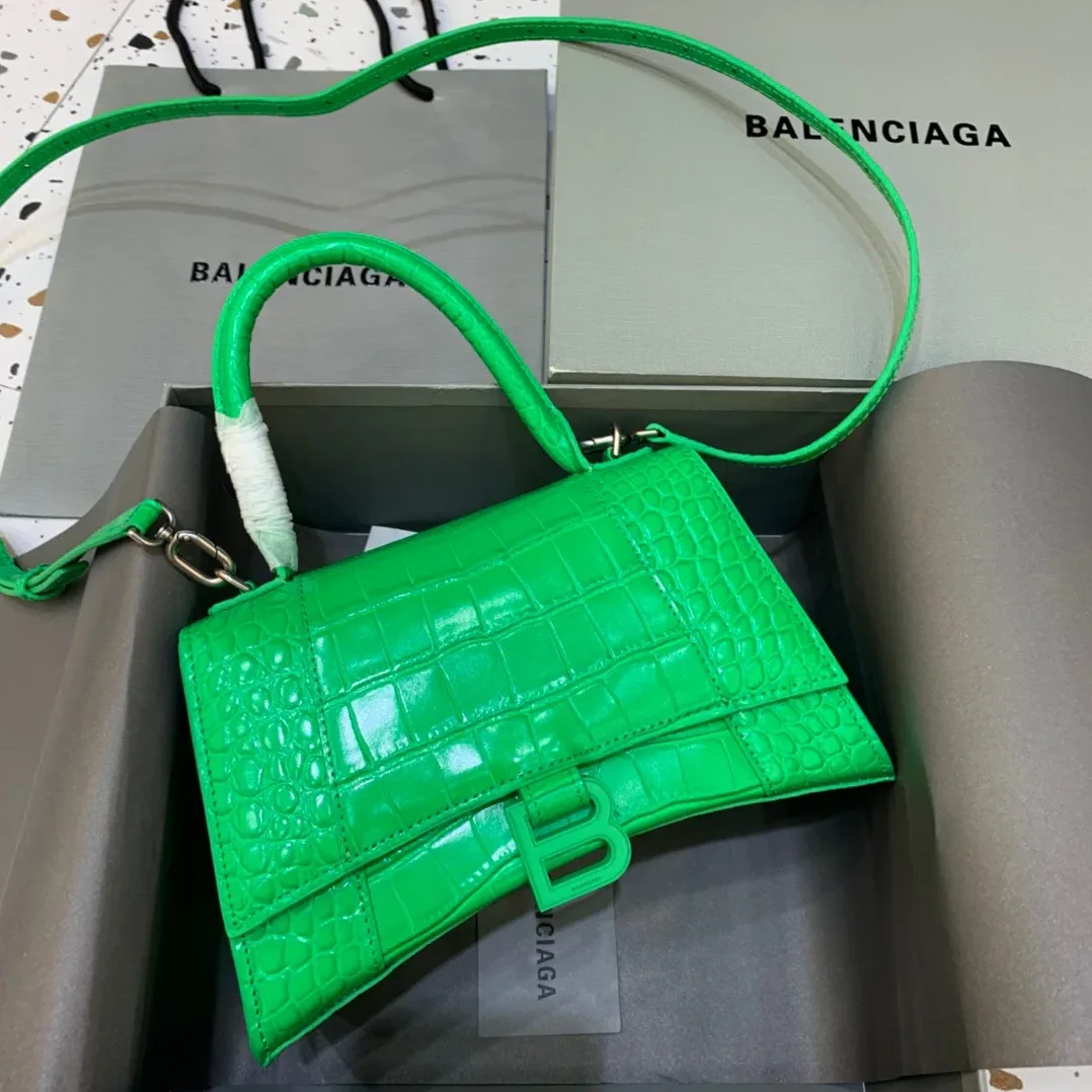 Balenciaga Hourglass Small Handbag In Bright Green Balenciaga Hourglass Small Handbag In Bright Green