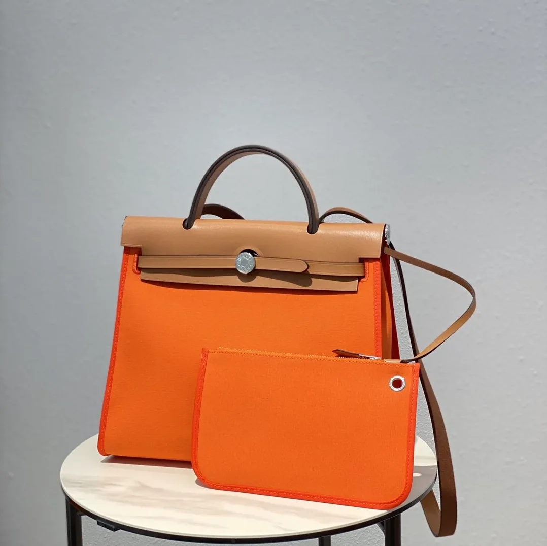 Hermes Herbag Zip Bag Orange, Silver Toned Hardware Bag Hermes Herbag Zip Bag Orange, Silver Toned Hardware Bag