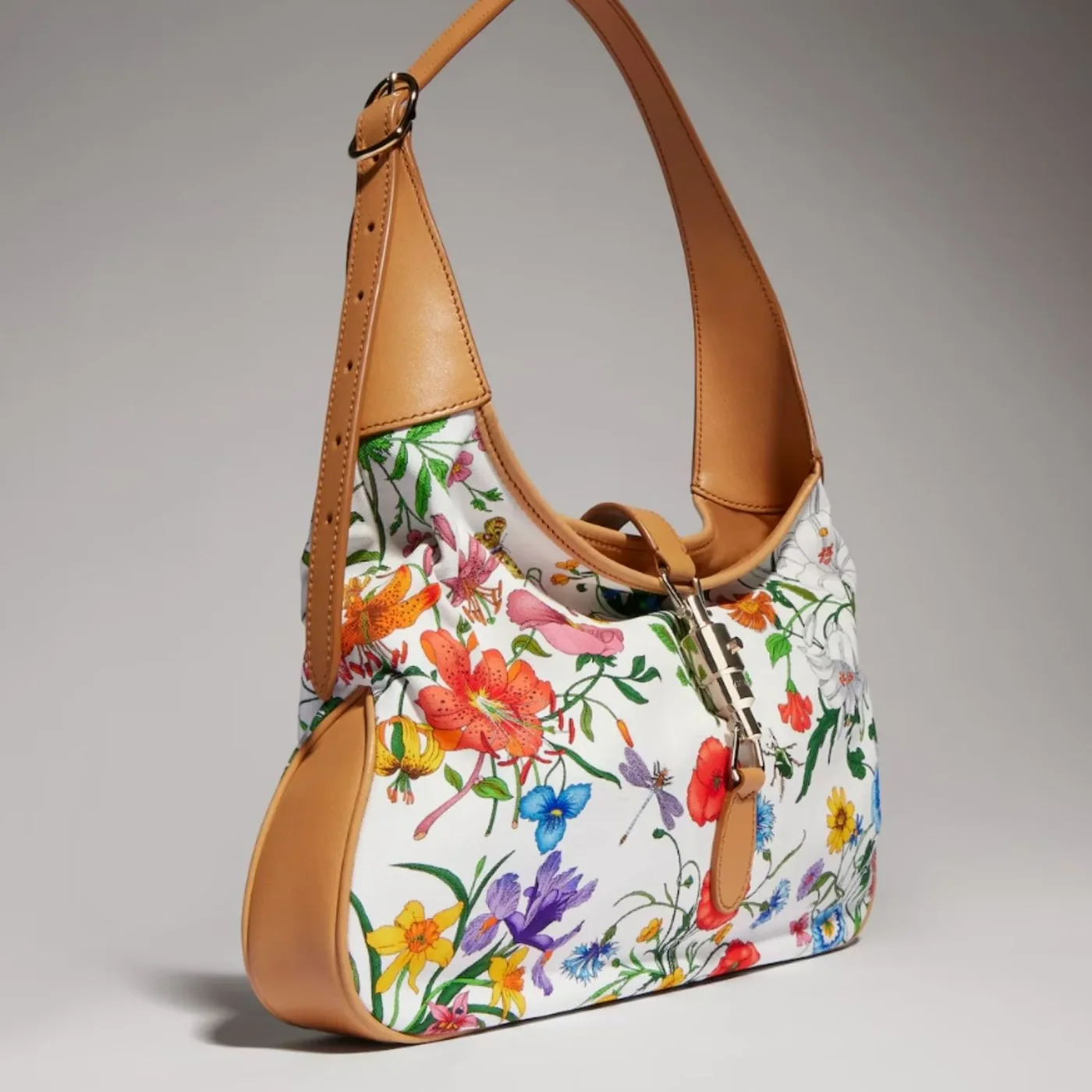 Gucci Jackie 1961 Medium Shoulder Bag in White/ Multicolor Gold Hardware Gucci Jackie 1961 Medium Shoulder Bag in White/ Multicolor Gold Hardware