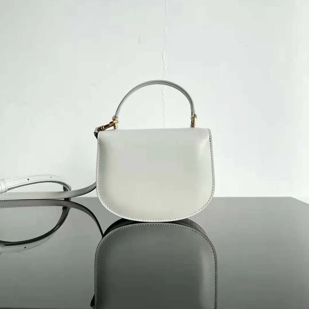 Celine Mini Besace Triomphe in Shiny Calfskin for Women in White Celine Mini Besace Triomphe in Shiny Calfskin for Women in White