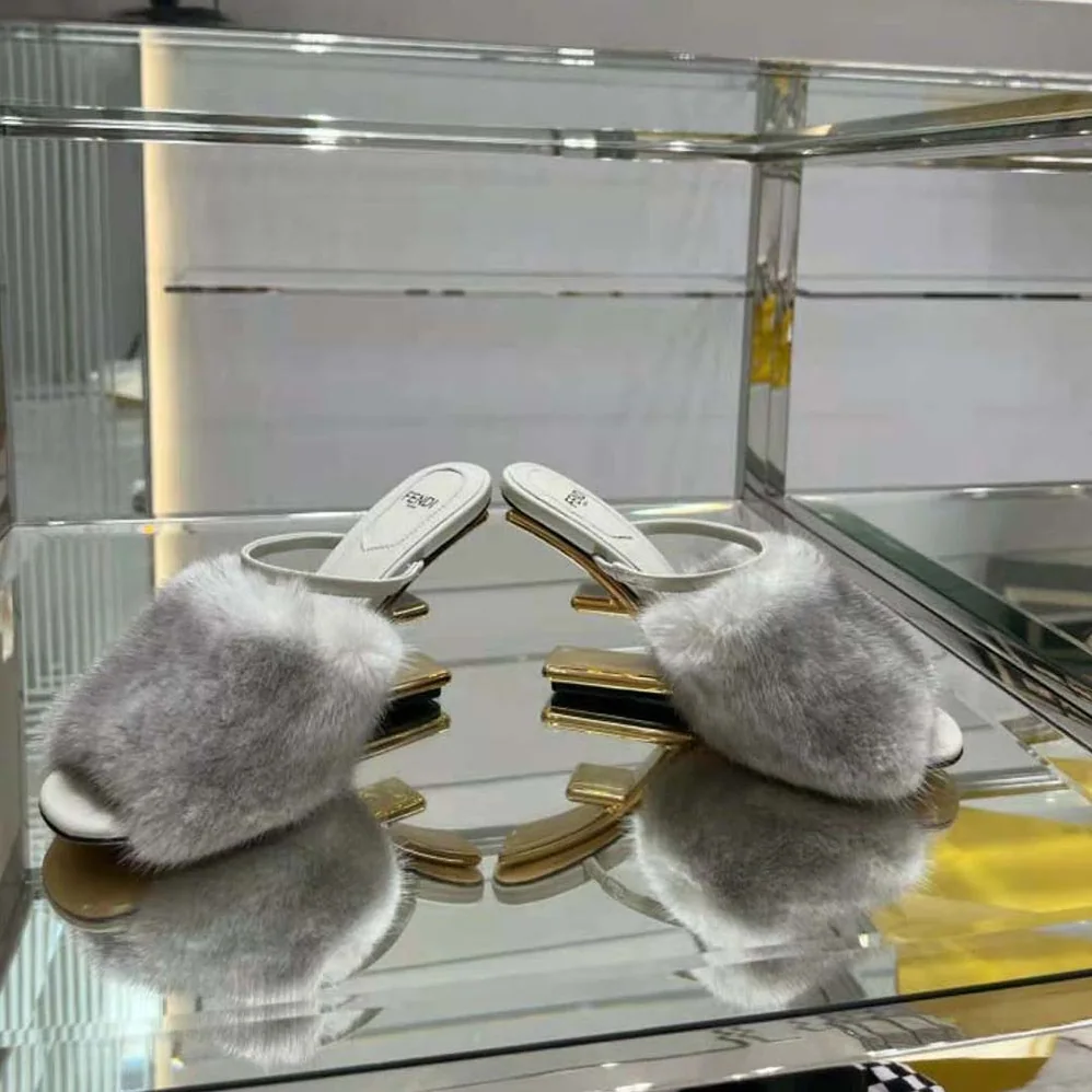 Fendi First Pale Grey Mink High for Women in Heeled Sandals