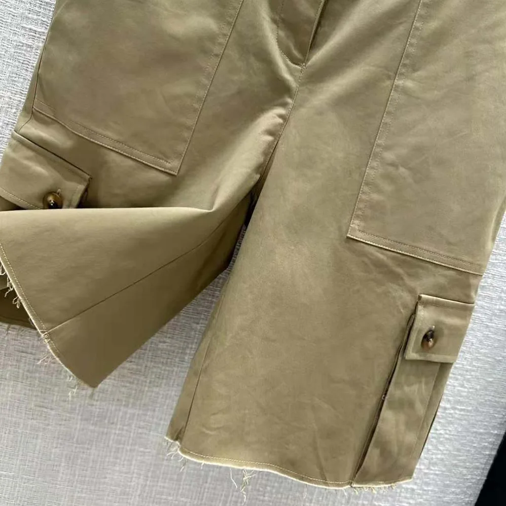 Miu Miu Chino Bermudas with Embroidered Logo on the Back for Women