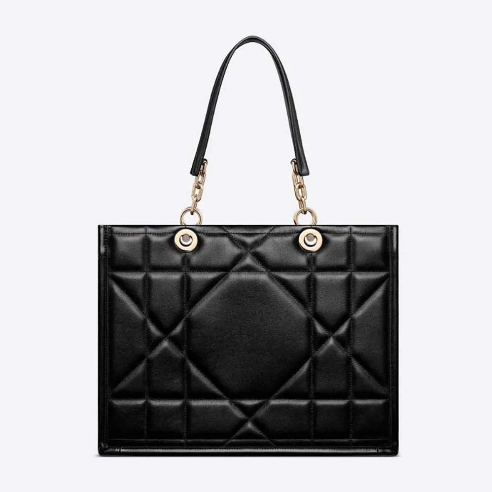 Dior Medium Dior Essential Tote Bag Black Archicannage Calfskin for Women
