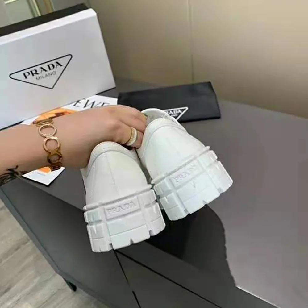 Prada Nylon Gabardine Sneakers in 50mm Heel for Women in White Prada Nylon Gabardine Sneakers in 50mm Heel for Women in White