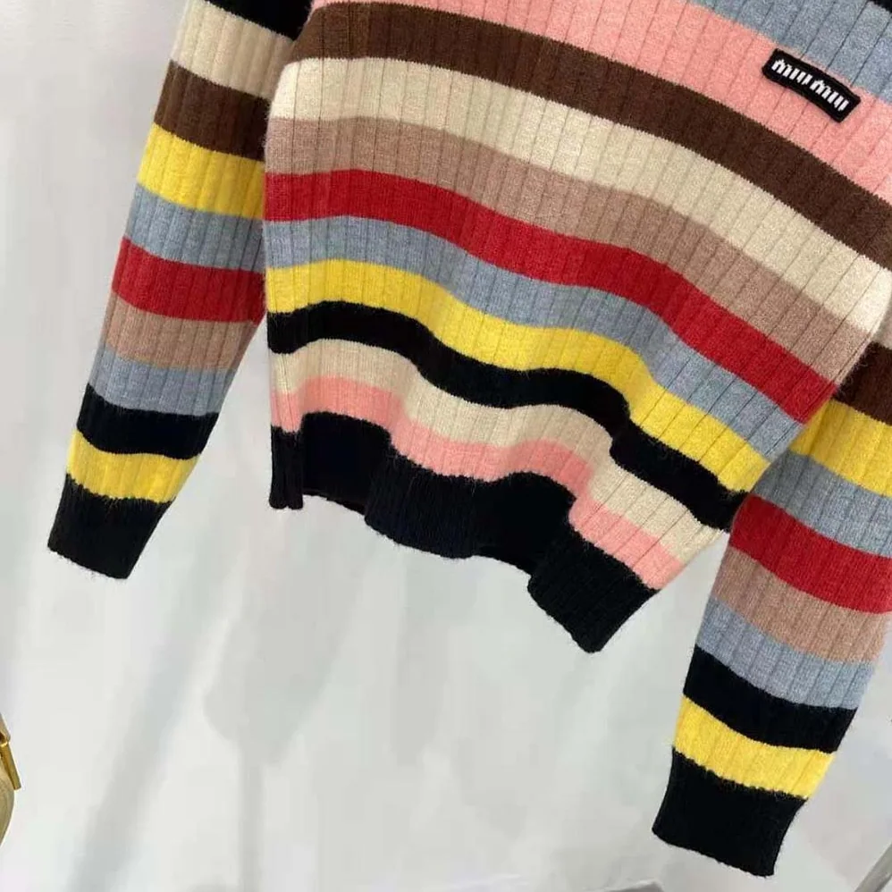 Miu Miu Cashmere Sweater with Logo Patch for Women