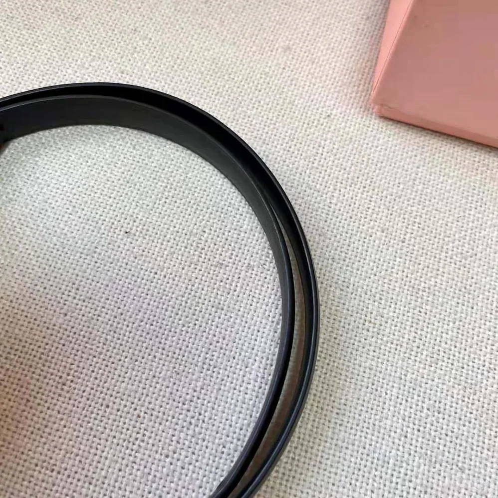 Miu Miu Brushed Leather Belt with Enameled Metal Buckle for Women in Black Miu Miu Brushed Leather Belt with Enameled Metal Buckle for Women in Black