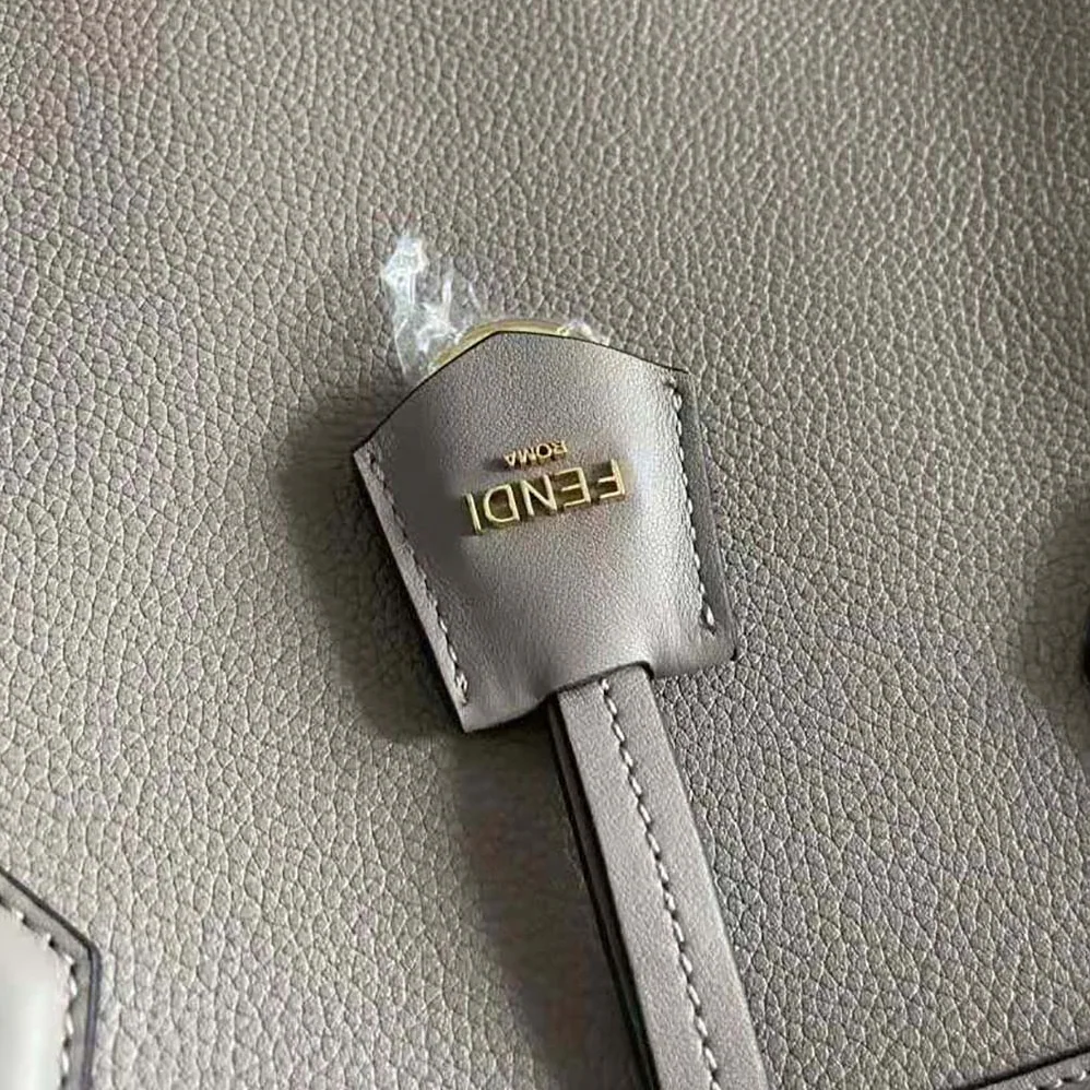 Fendi Origami Medium Dove Gray Leather Bag That Can be Transformed for Women
