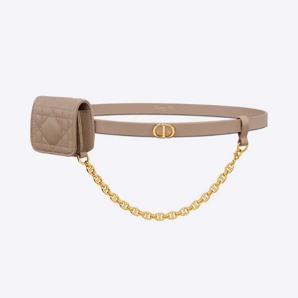 Dior Caro Belt with Removable Pouch Hazelnut Smooth Calfskin and Cannage Calfskin 15 MM for Women