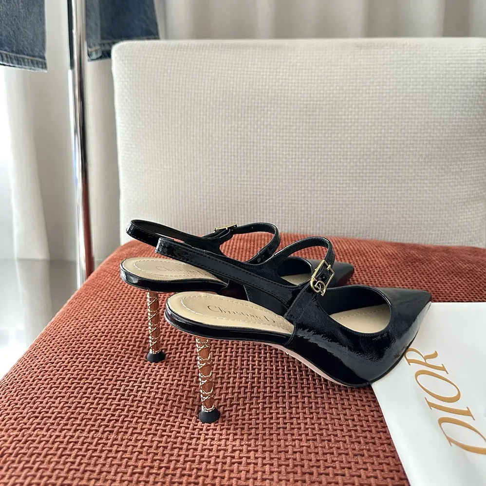 Dior Icon Slingback Pump Black Crinkled Patent Calfskin for Women Dior Icon Slingback Pump Black Crinkled Patent Calfskin for Women