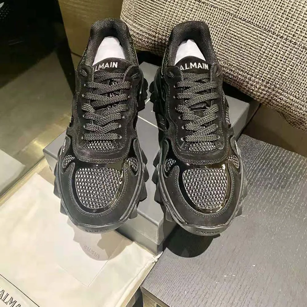 Balmain B-East Trainer in Leather Suede and Mesh for Unisex in Black