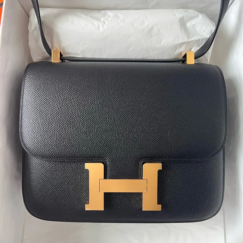 Hermes Constance 24 Bag Epsom Leather for Women in Black/Gold