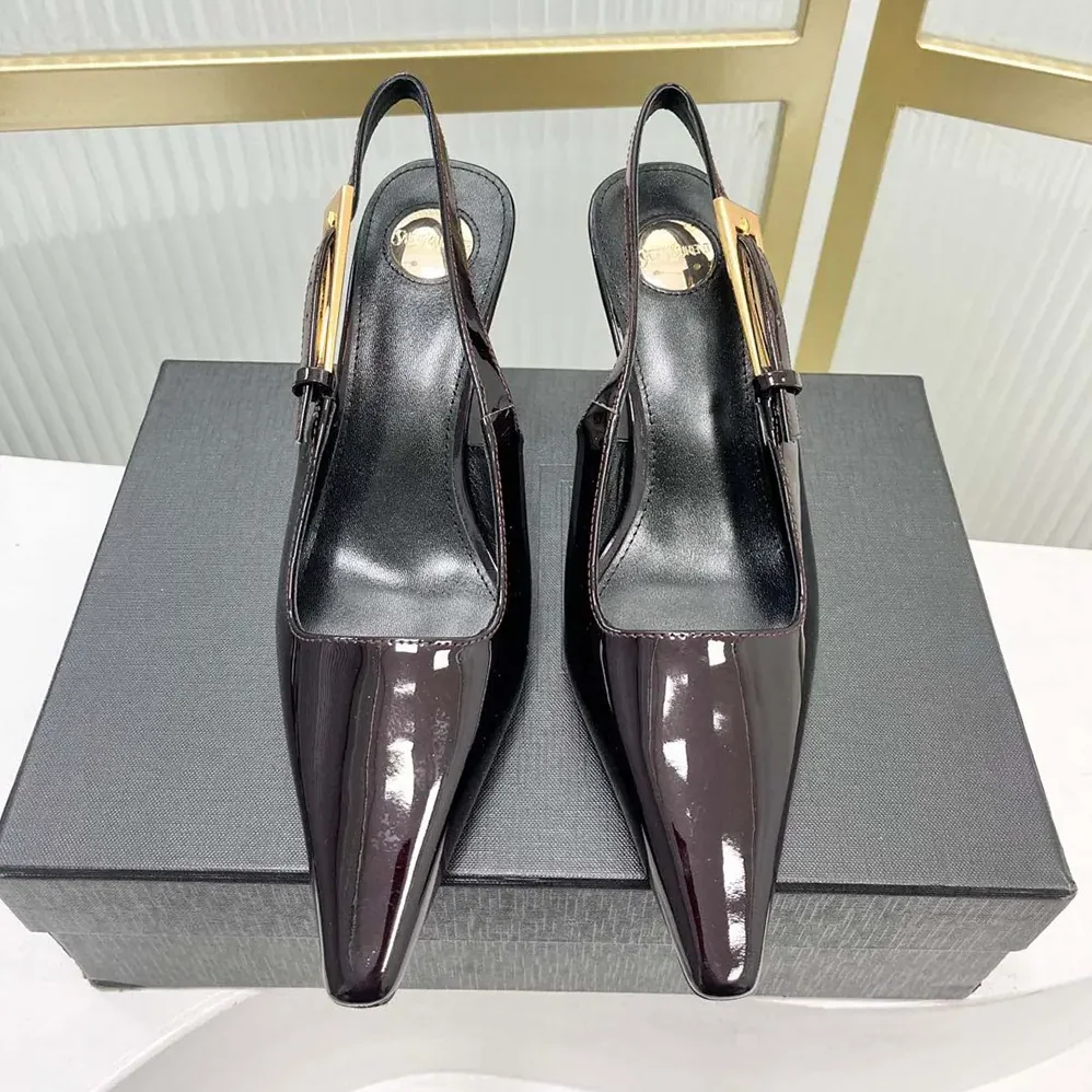 Saint Laurent YSL Lee Slingback Pumps in Patent Leather for Women Saint Laurent YSL Lee Slingback Pumps in Patent Leather for Women