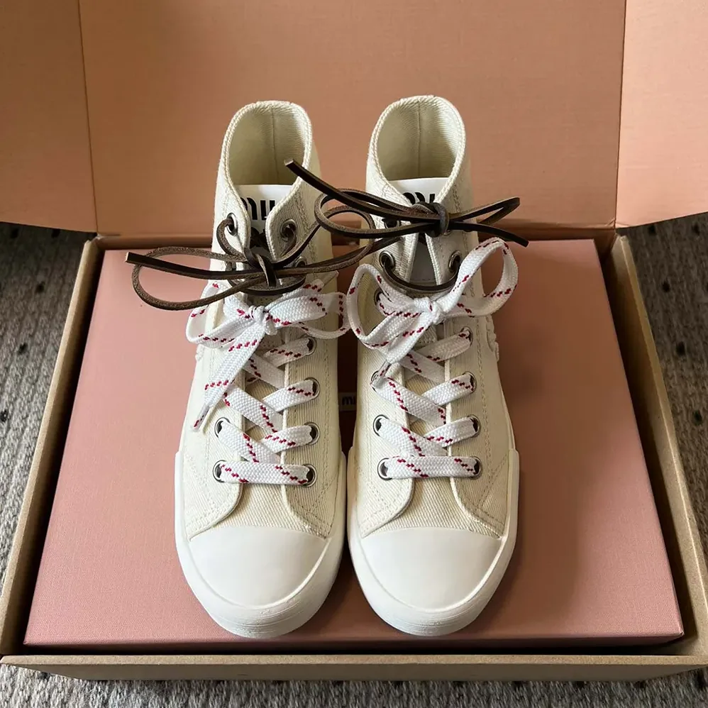 Miu Miu Washed Denim High for Women in top Sneakers Miu Miu Washed Denim High for Women in top Sneakers