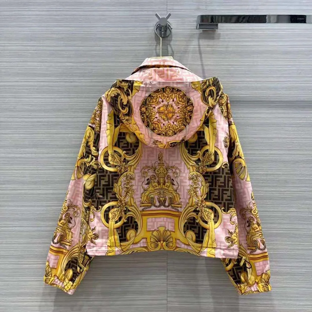 Fendi Windbreaker Fendace Multicolor Nylon Jacket for Women Fendi Windbreaker Fendace Multicolor Nylon Jacket for Women
