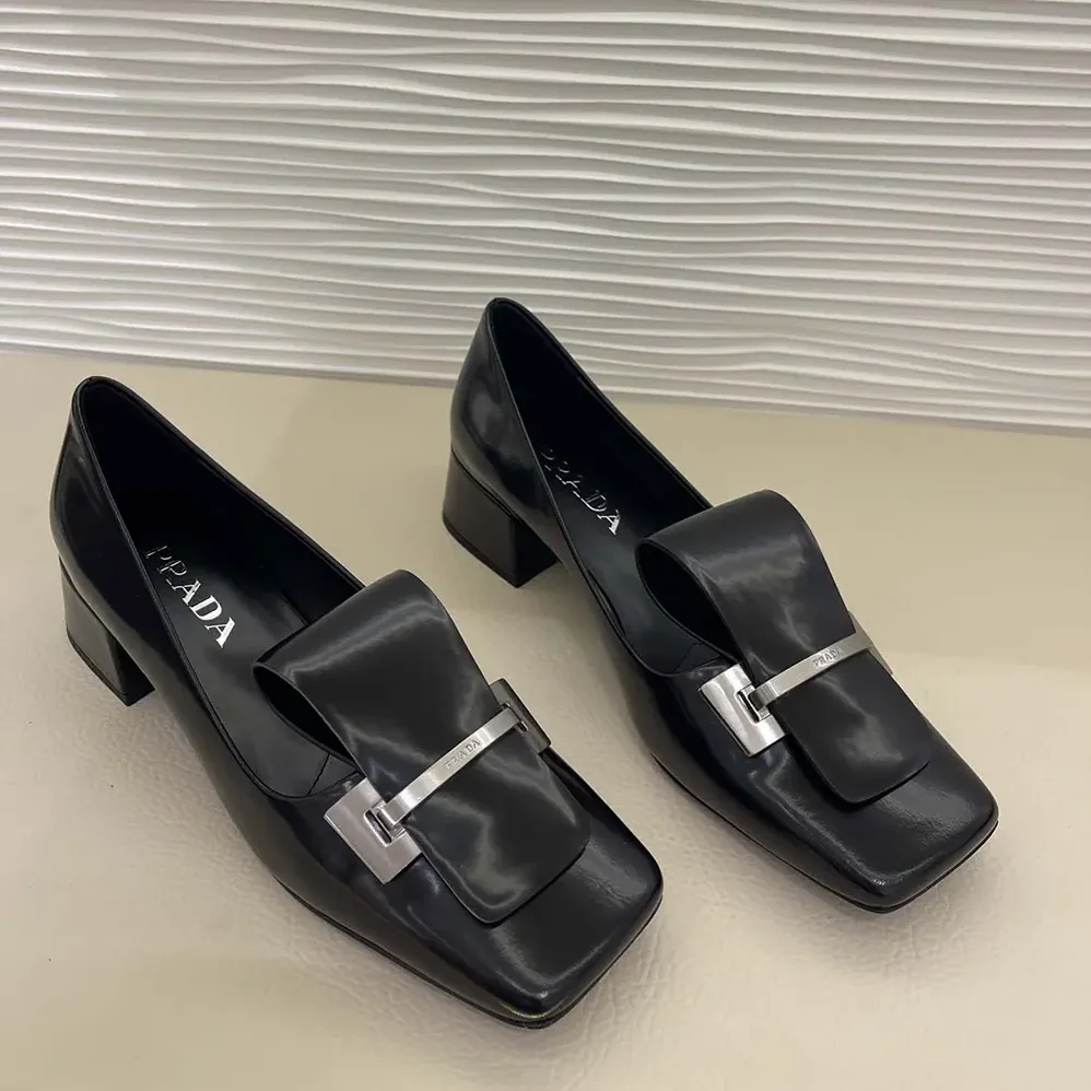 Prada Brushed Leather Pumps for Women in Black